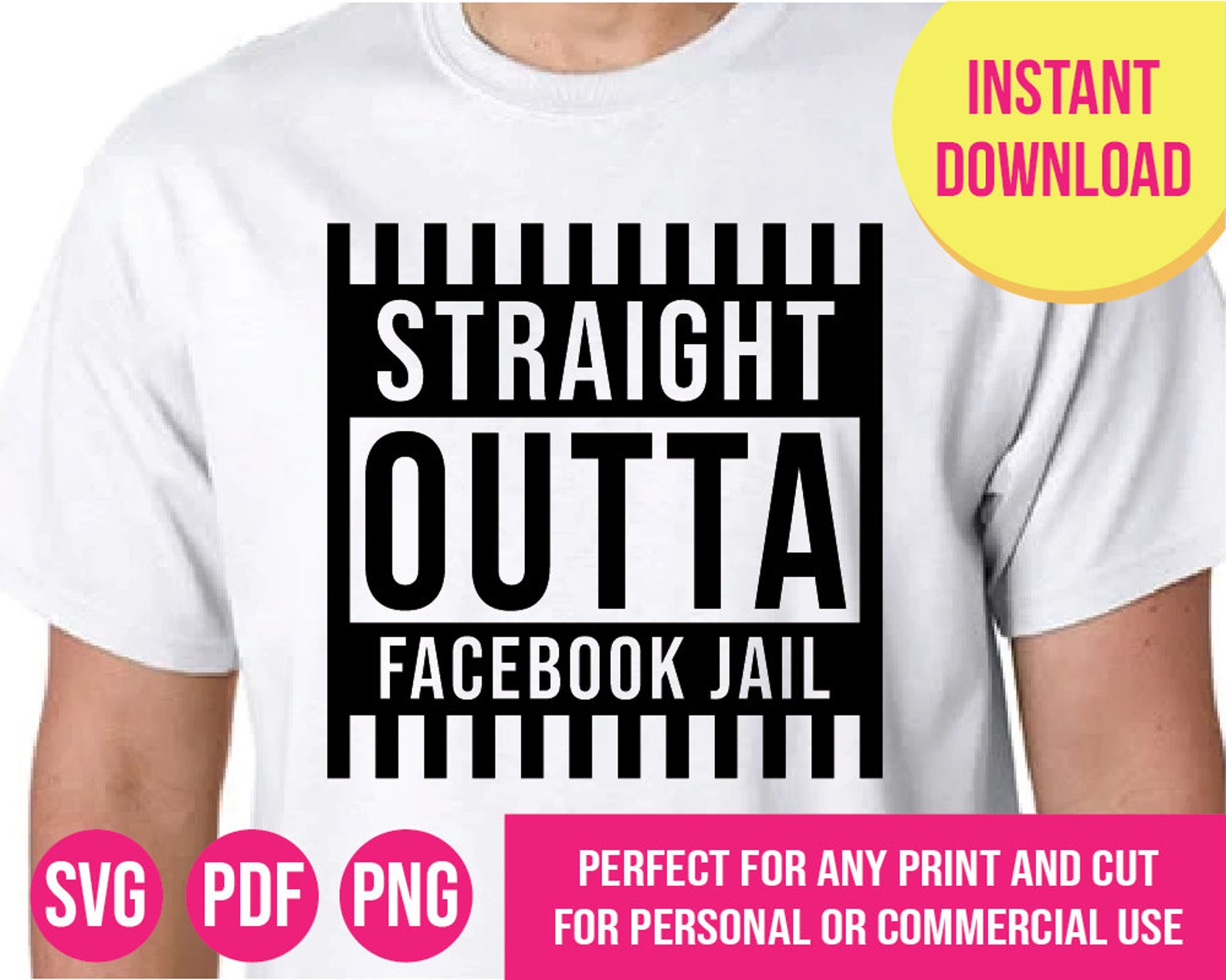 Straight Outta Facebook Jail High Quality-svgpdf and PNG for - Etsy