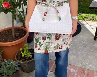 Apron for women, Japanese Style Cotton Half Apron with Hand Towel, Free shipping