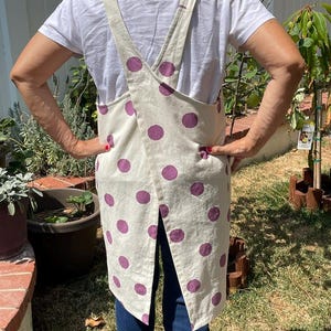 Japanese Cotton Linen Crossback Apron: Pre-washed Cooking Gardening Apron