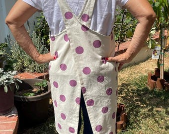 Japanese style Crossback Apron for women/ Cotton  Crossback Apron with pockets/ Handmade Cotton Crossback apron/Free shipping