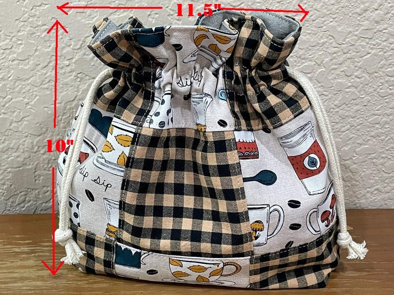 Handmade Patchwork Drawstring Bag, Lined Drawstring. image 11