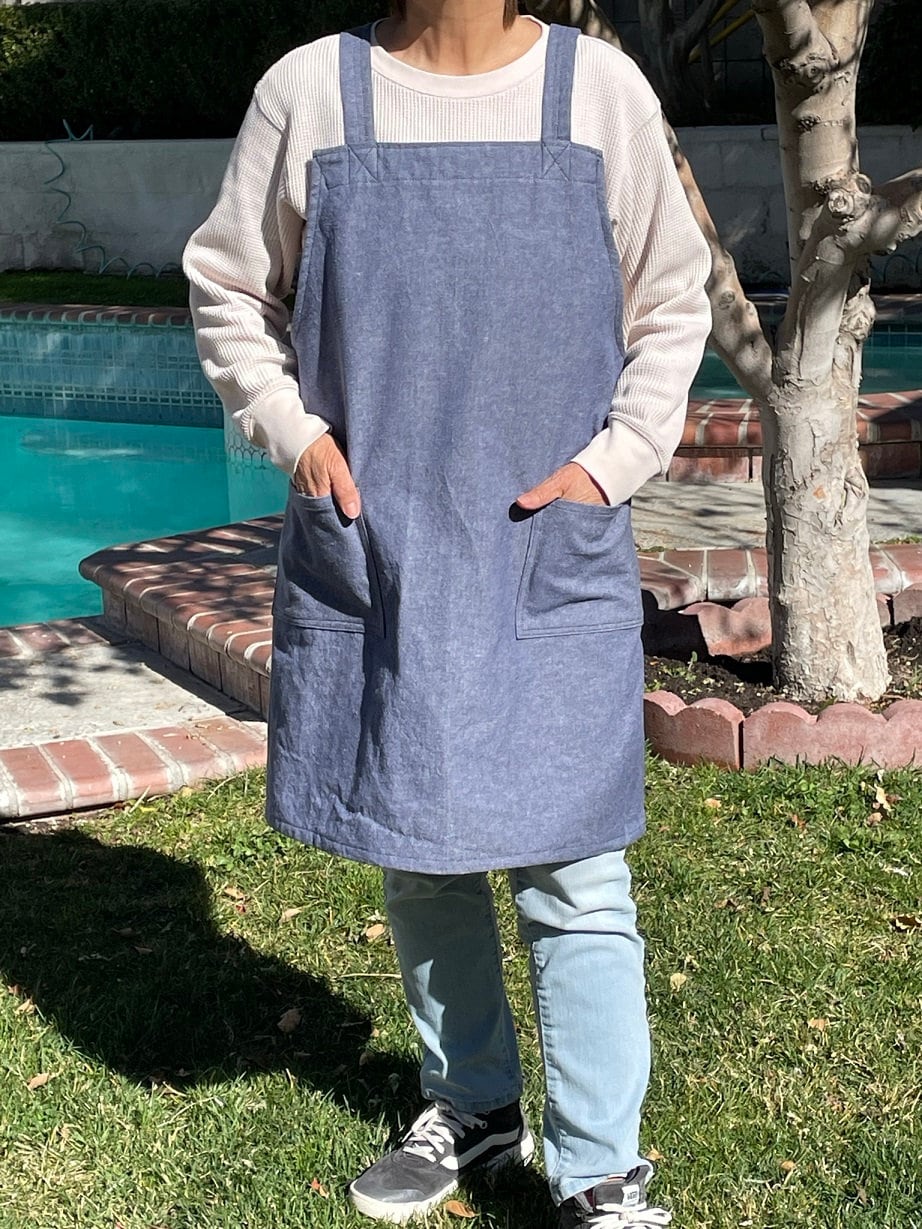 Japanese Style Crossback Apron/cotton Denim Crossback Apron Etsy