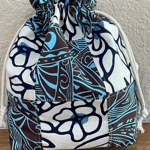 Handmade Patchwork Drawstring Bag, Lined Drawstring. Bag-B