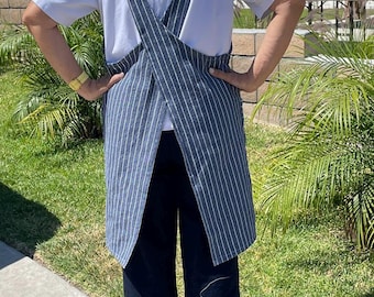 Japanese style Crossback Apron/ Cotton  Crossback Apron with pockets/ Handmade Cotton Crossback apron/Apron for adult/Free shipping