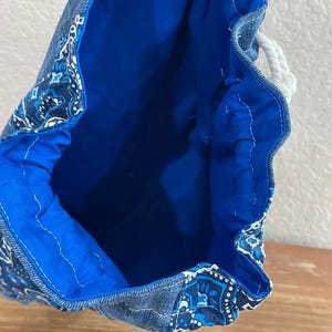 Handmade Patchwork Drawstring Bag, Lined Drawstring Bag imagem 8