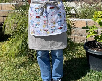 Japanese style Half Apron/ Half Apron with towel for wiping hands in front