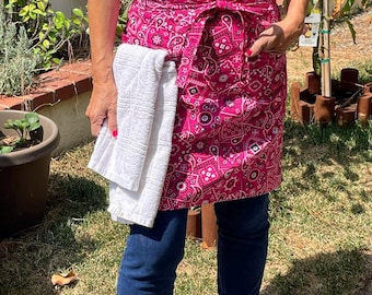 Apron, Cotton Half Apron with Towel Holder and Pocket