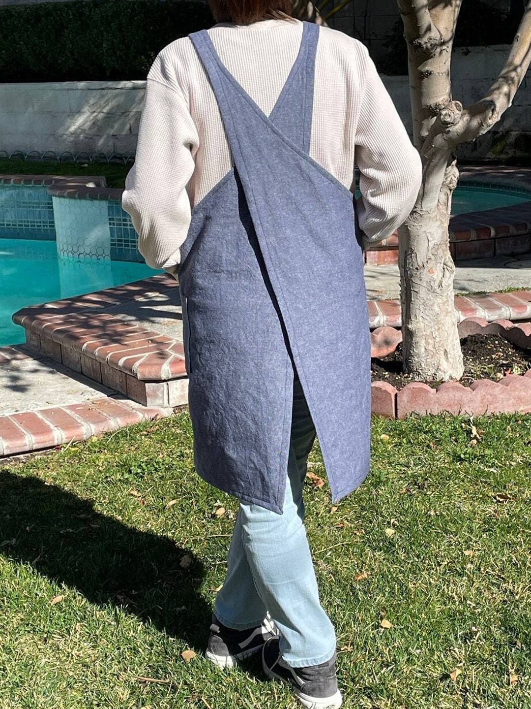 Japanese Style Crossback Apron/cotton Denim Crossback Apron Etsy