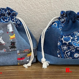 Handmade Patchwork Drawstring Bag, Lined Drawstring Bag imagem 1