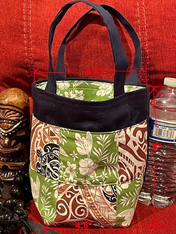 Hawaiian Fabric Reversible Mini Tote Bag/original Handmade 