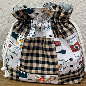 Handmade Patchwork Drawstring Bag, Lined Drawstring. Bag-C