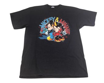 Disney Mickey & Minnie Vintage T-Shirt Love Flowers X-Large