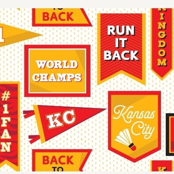 KC Pennant Flags Fabric - Kansas City Chiefs - Superbowl Champs - Paintbrush Studios