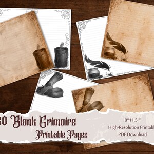 30 Blank Printable Grimoire Pages Book of Shadow Templates | Etsy