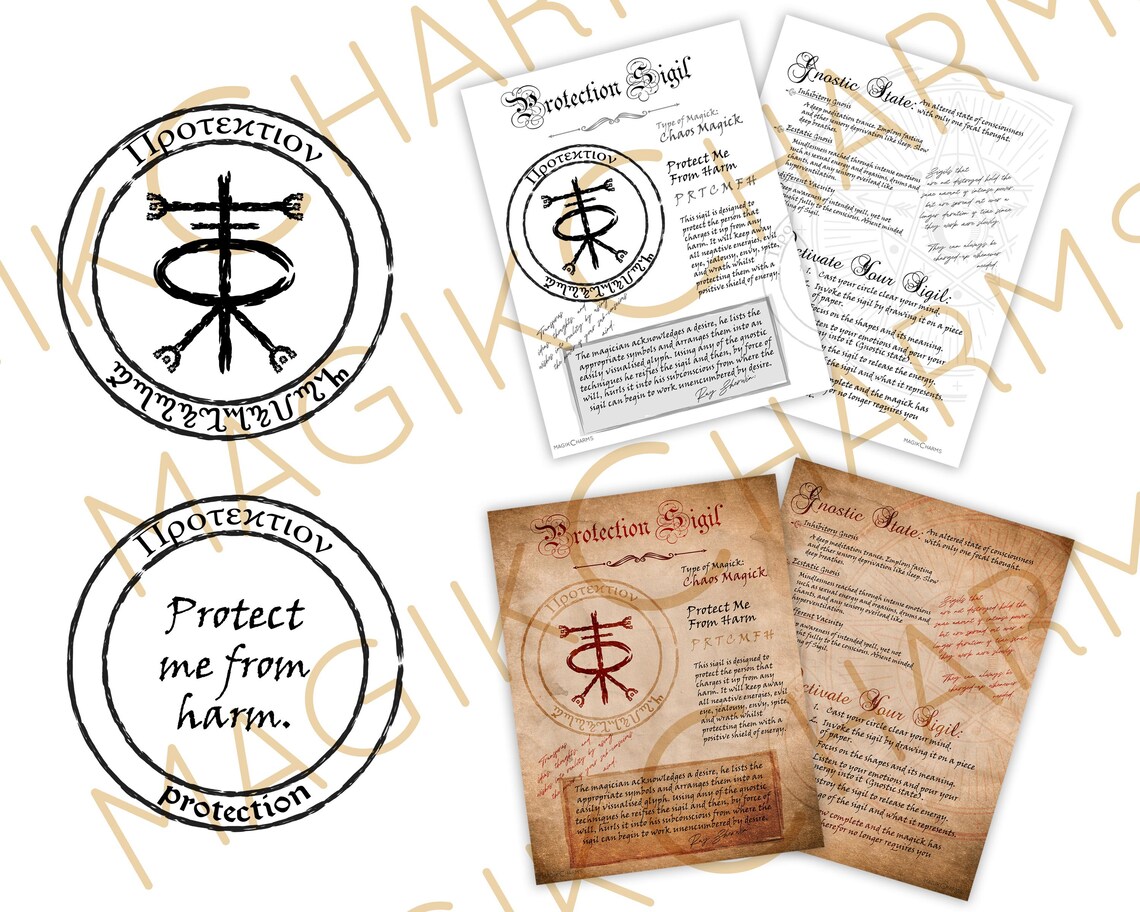 Protect Me From Harm Protection Sigil Chaos Magic Printable Etsy