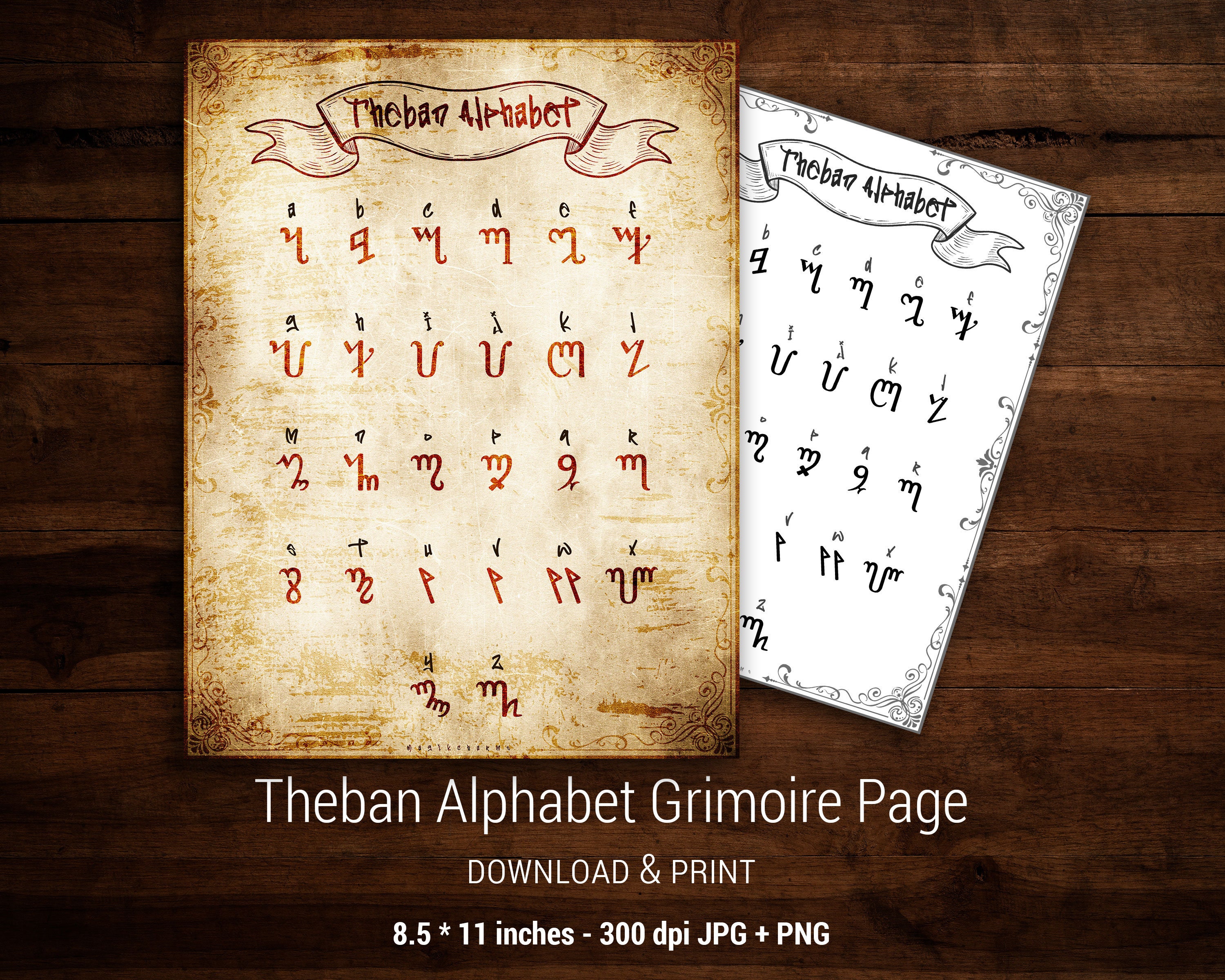 Theban Alphabet Wiccan Letters Translated. Printable Etsy Australia