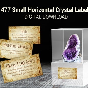 477 SMALL Horizontal Crystal Cards with Wiccan Magical Uses and Metaphysical properties for Witchcraft Spell Work. Digital PDF download