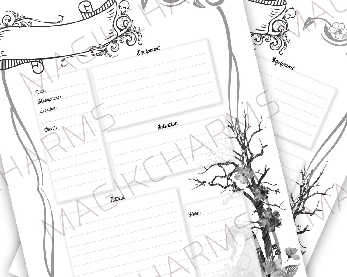 Green magic spell template Printable grimoire page for book of Etsy