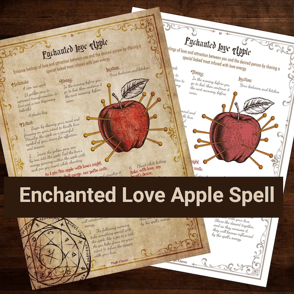 Enchanted Love Apple - Infuse Romance with a Magickal Baked Treat | Love Spell. Digital Witchcraft Book of Shadow page download.