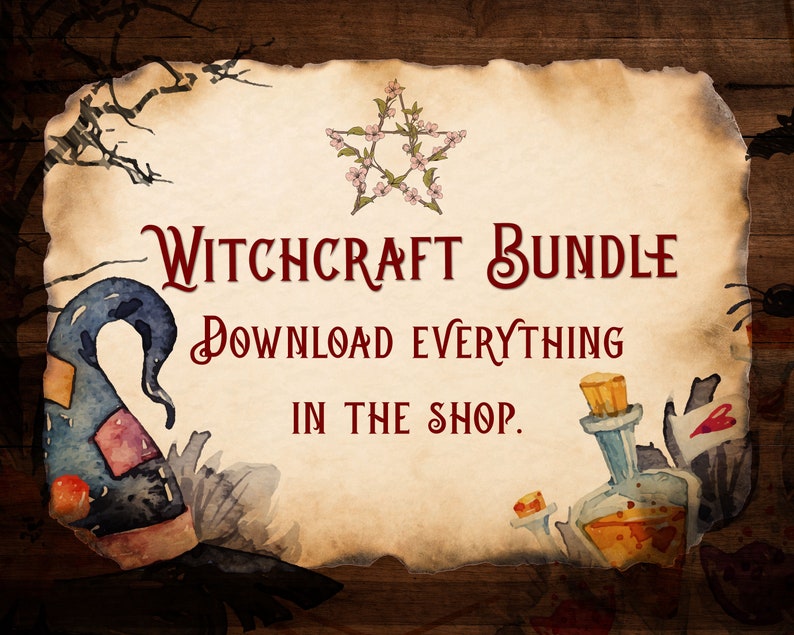 Witchcraft Bundle. Full Witch Shop Digital Download. All Items Included. Entire Store PDF. Grimoire Pages, Book of Shadows, Magick Spells 