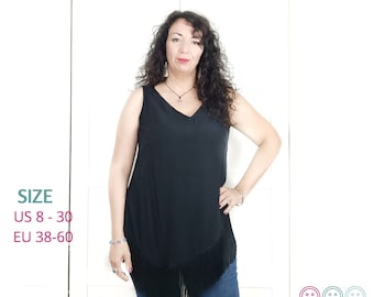 Tank Top Sewing Pattern, Plus Size Pattern, Asymmetric Tank Top, Tank Top Pattern for Woman, Digital Pattern, Beginner Pattern, PDF Pattern