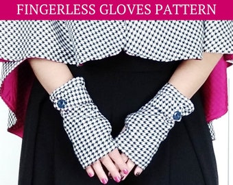 Fingerless Gloves Sewing Pattern, Lined, One Size (PDF Pattern)