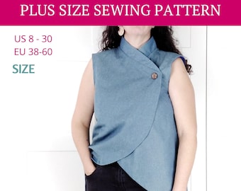 Asymmetrical Vest Pattern, Vest Sewing Pattern, Plus Size Pattern, Vest Plus Size, Sleeveless Vest, PDF Pattern, Sewing Pattern, digital pdf