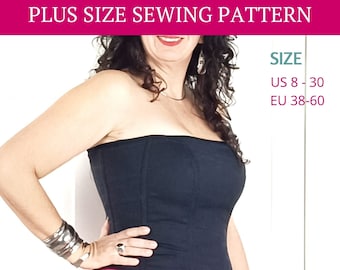 Plus Size Corset Sewing Pattern | Digital PDF Pattern | Strapless Bustier Sewing for Women Plus Sizes