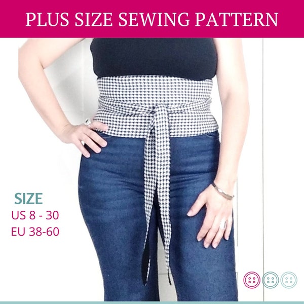 Obi Belt Sewing Pattern, Warp Belt Plus Size Pattern, Plus Size Sewing Pattern, Wide Belt Pattern, Obi Belt, Digital Pattern, PDF pattern