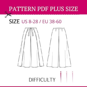 Wrap Pants Sewing Pattern, Wrap Pants Pattern, Wide Leg Wrap Pants, plus size pdf sewing patterns, Harem Pants, PDF Pattern Pants for Sewing