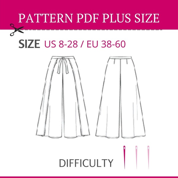 Wrap Pants Sewing Pattern, Wrap Pants Pattern, Wide Leg Wrap Pants, plus size pdf sewing patterns, Harem Pants, PDF Pattern Pants for Sewing