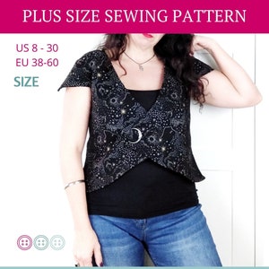 Plus Size Vest Pattern, Vest Sewing Pattern, Plus Size Pattern, Vest PDF Pattern, Wrap Vest Pattern, Digital Pattern, Patterns for women PDF