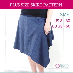 Plus Size Skirt Pattern, Asymmetric Skirt Patterns, Plus Size Pattern, Boho Skirt Pattern, Sewing Pattern, PDF Pattern, Downloadable Pattern