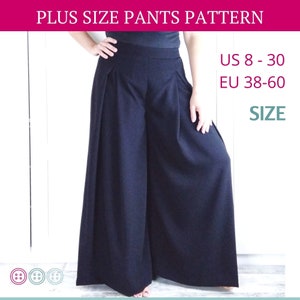 Wide Leg Pants Plus Size Pattern, Plus Size sewing Pattern, Palazzo Pants Pattern, Pants Sewing Pattern, Plus Size PDF Patterns, Pattern PDF