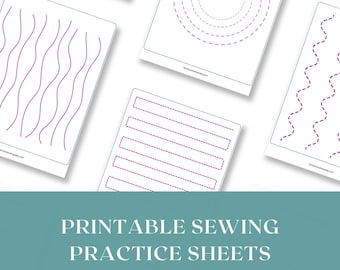 Fiches pratiques de couture imprimables, pages de pratique de couture pour débutants, fiches de travail pratiques de couture imprimables, apprendre à coudre, couture pour débutants