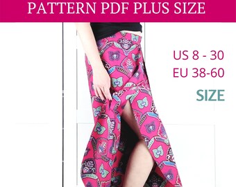 Tulip-wrap Pants, Wrap Pants Plus Size Pattern, PDF Sewing Pattern, Plus Size Pants Pattern,  Boho Pants Pattern, digital PDF sewing pattern