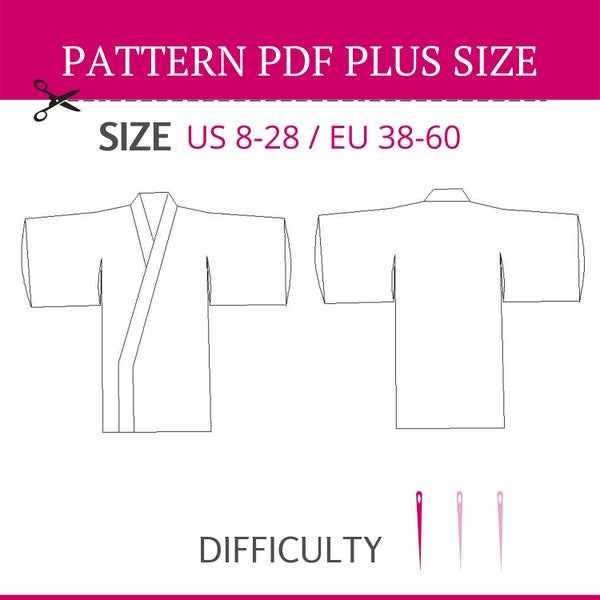 Kimono PDF Sewing Pattern Easy to sew Multi-size pattern - Kimono  Women's sewing pattern Downloadable PDF - Ladies PDF Sewing Pattern