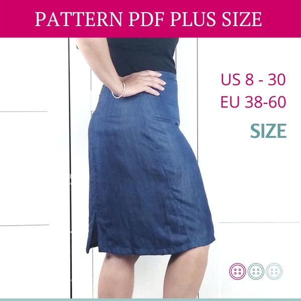 Pencil Skirt Pattern, Plus Size Pattern, Plus Size Skirt Pattern, Pencil Skirt PDF, PDF Instant Download, Sewing Patterns for Women, Midsize