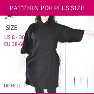 Plus Size Kimono PDF Pattern, Kimono Sewing Pattern, Kimono Pattern PDF, Unisex Kimono, Instant Download, Digital Pattern, Plus Size, Unisex
