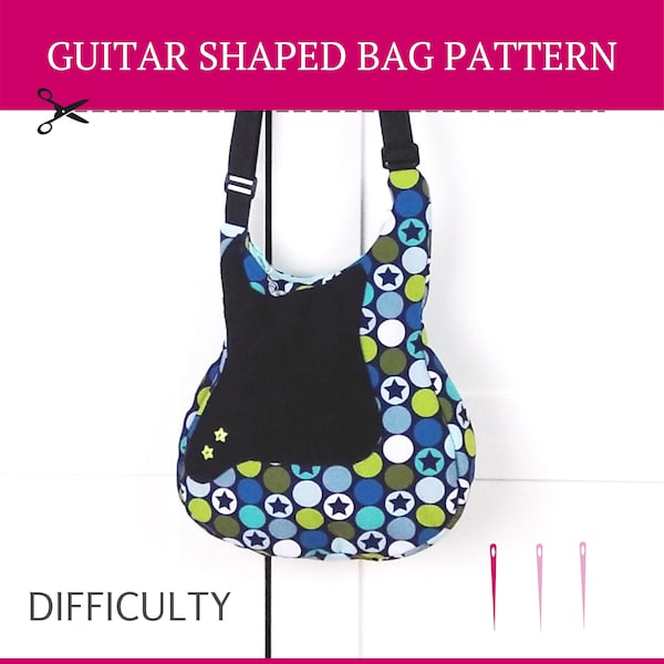 Shoulder Bags Pattern, Guitar Bag Pattern Downloadable PDF Easy to Sew, Guitar Bag PDF Sewing Pattern, Cross Shoulder Bag PDF Sewing Pattern