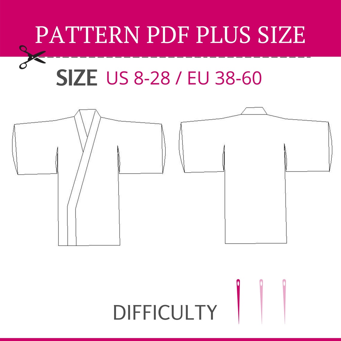 Kimono PDF Sewing Pattern Easy to Sew Multi-size Pattern - Etsy