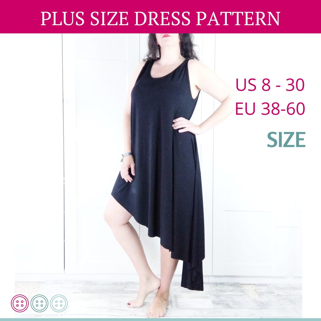 Plus Size Dress Pattern, Asymmetrical Dress Pattern, Plus Size Patterns