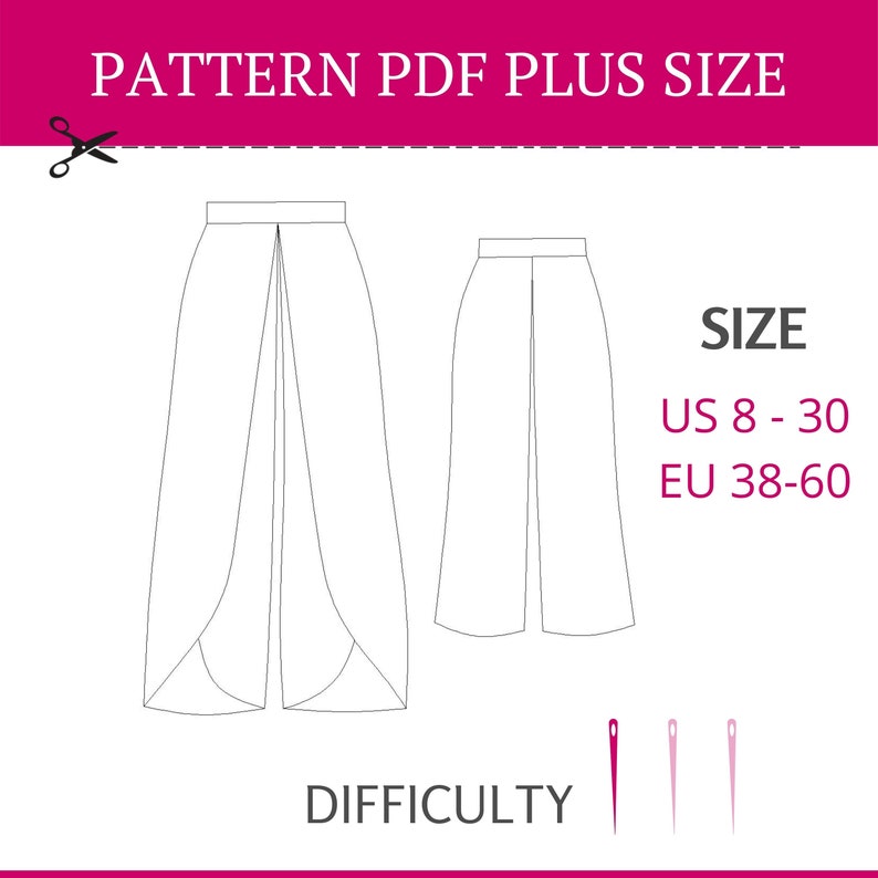 Tulipwrap Pants Wrap Pants Pattern PDF Sewing Pattern Plus Etsy