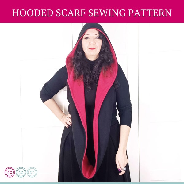 Hooded Scarf Sewing Pattern, Hooded Scarf PDF Pattern, PDF Sewing Pattern, Instant download, Infinity Scarf Pattern, PDF Tutorial-pattern