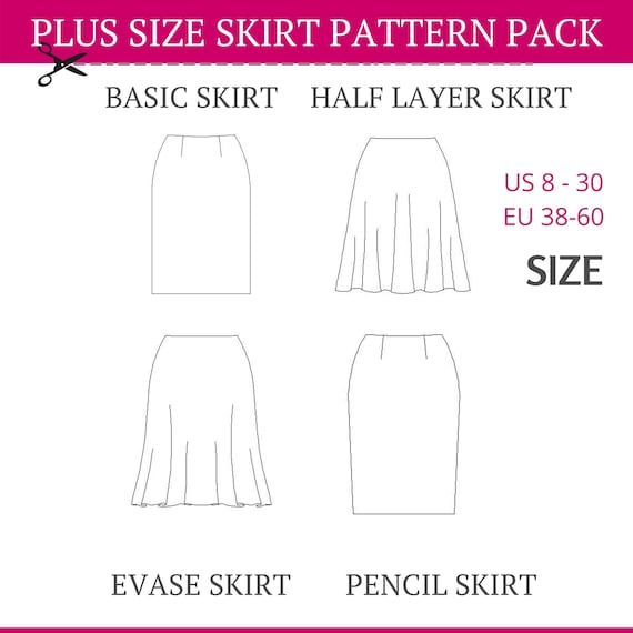 Skirt Sewing Pattern Bundle PDF Sewing Pattern Plus Size | Etsy