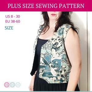 Women Vest Sewing Pattern, Plus Size Sewing Pattern, Simple Vest Pattern, Vest Pattern PDF, Digital PDF Pattern, Pattern Instant Download