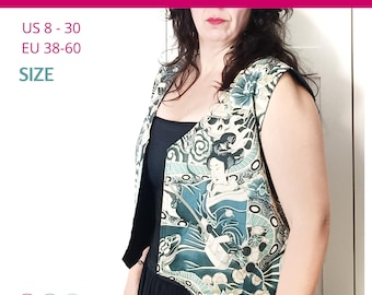 Women Vest Sewing Pattern, Plus Size Sewing Pattern, Simple Vest Pattern, Vest Pattern PDF, Digital PDF Pattern, Pattern Instant Download
