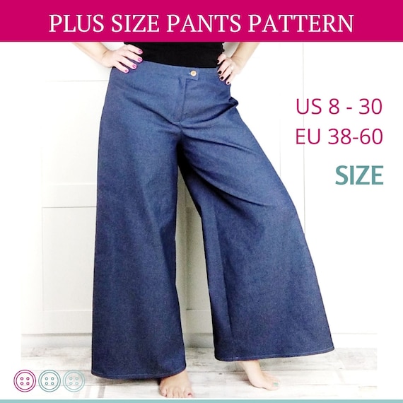 Wide Leg Pants Sewing Pattern, Wide Leg Pants Plus Size Pattern