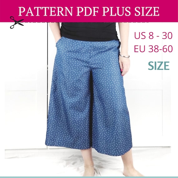 Pants Sewing Pattern Culottes Plus Size Pattern Plus Size Etsy