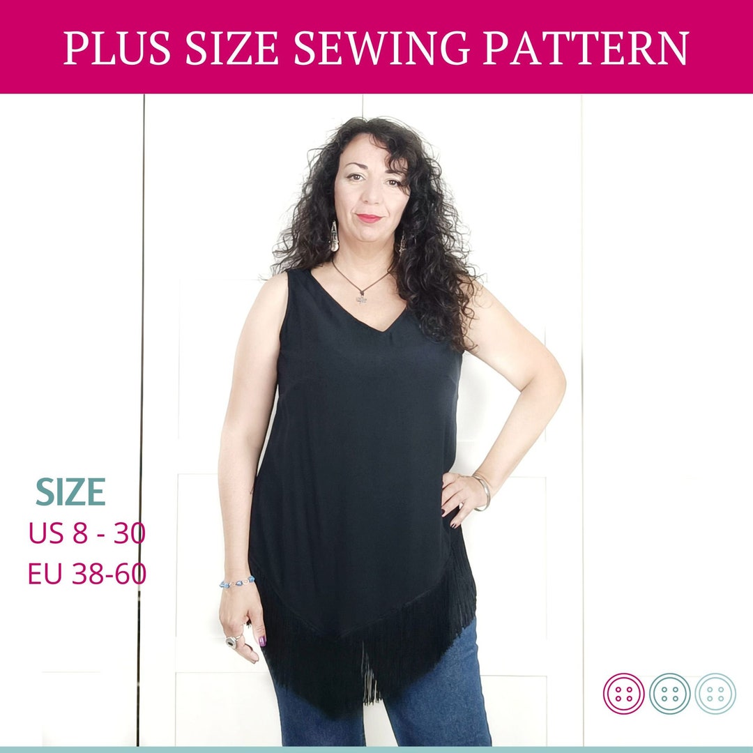 Tank Top Sewing Pattern, Plus Size Pattern, Asymmetric Tank Top, Tank ...